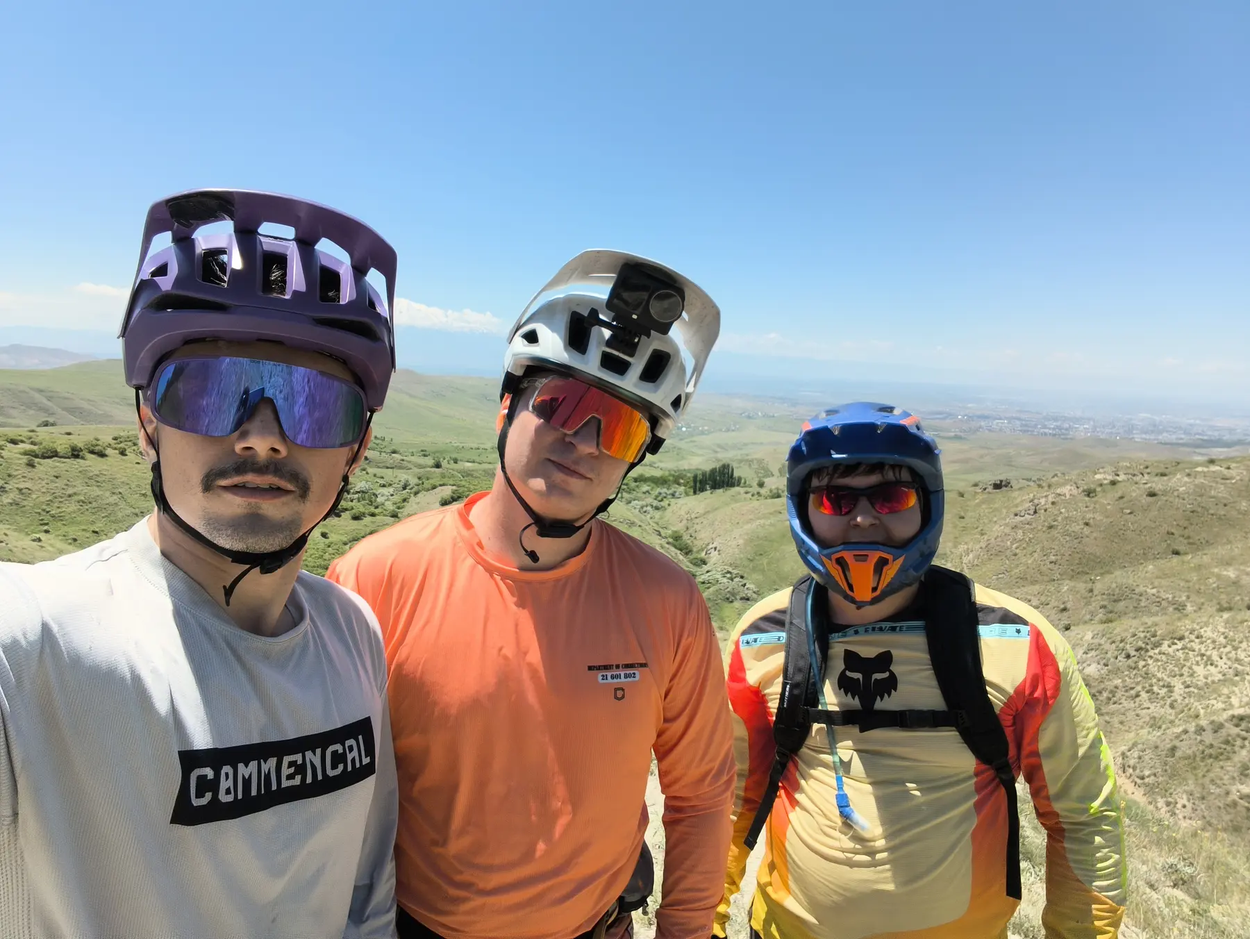 Three local mountain bikers in Voghjaberd