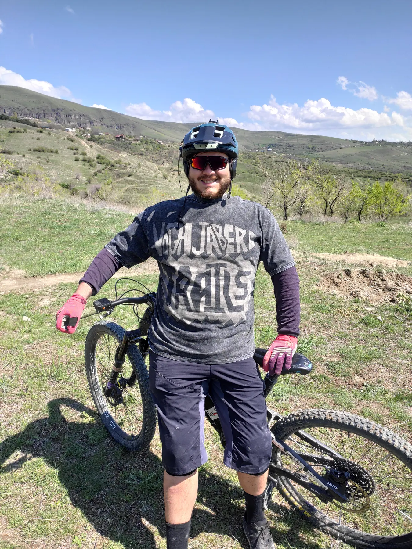Mountain biker ready to ride in Voghjaberd
