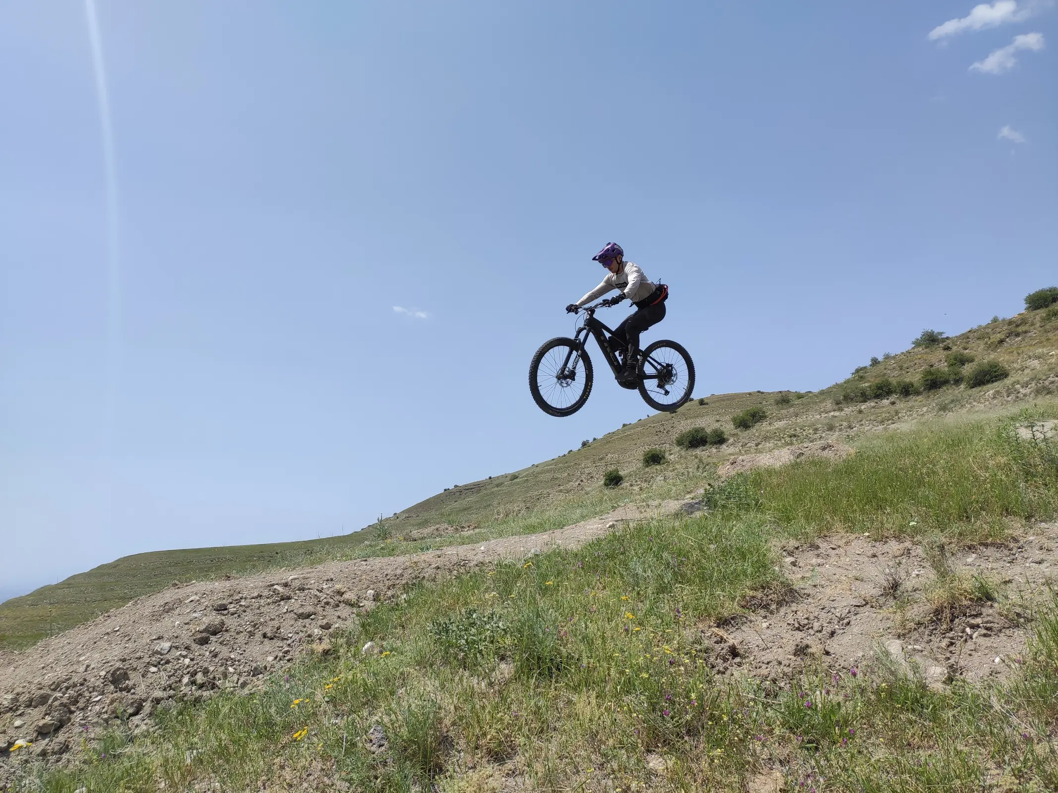 Mountain biker jumping on a Voghjaberd trail